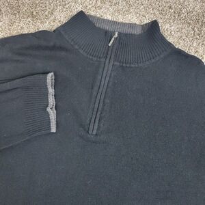 Ponte Vecchio Mens 2XL Solid Black Quarter Zip Sweater Silk Cashmere Blend